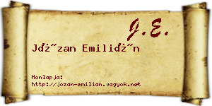 Józan Emilián névjegykártya